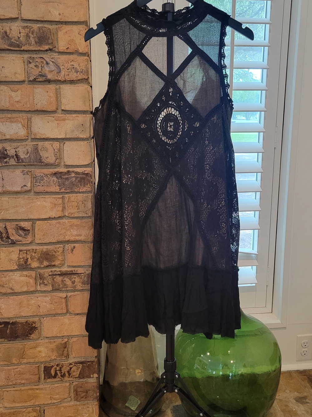 Free People Black Lace Midi Dress